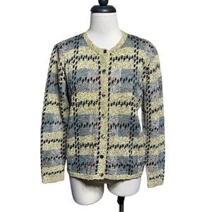 South Cotton Vintage Heavy Hand Knit Cardigan Sweater Button Up Small